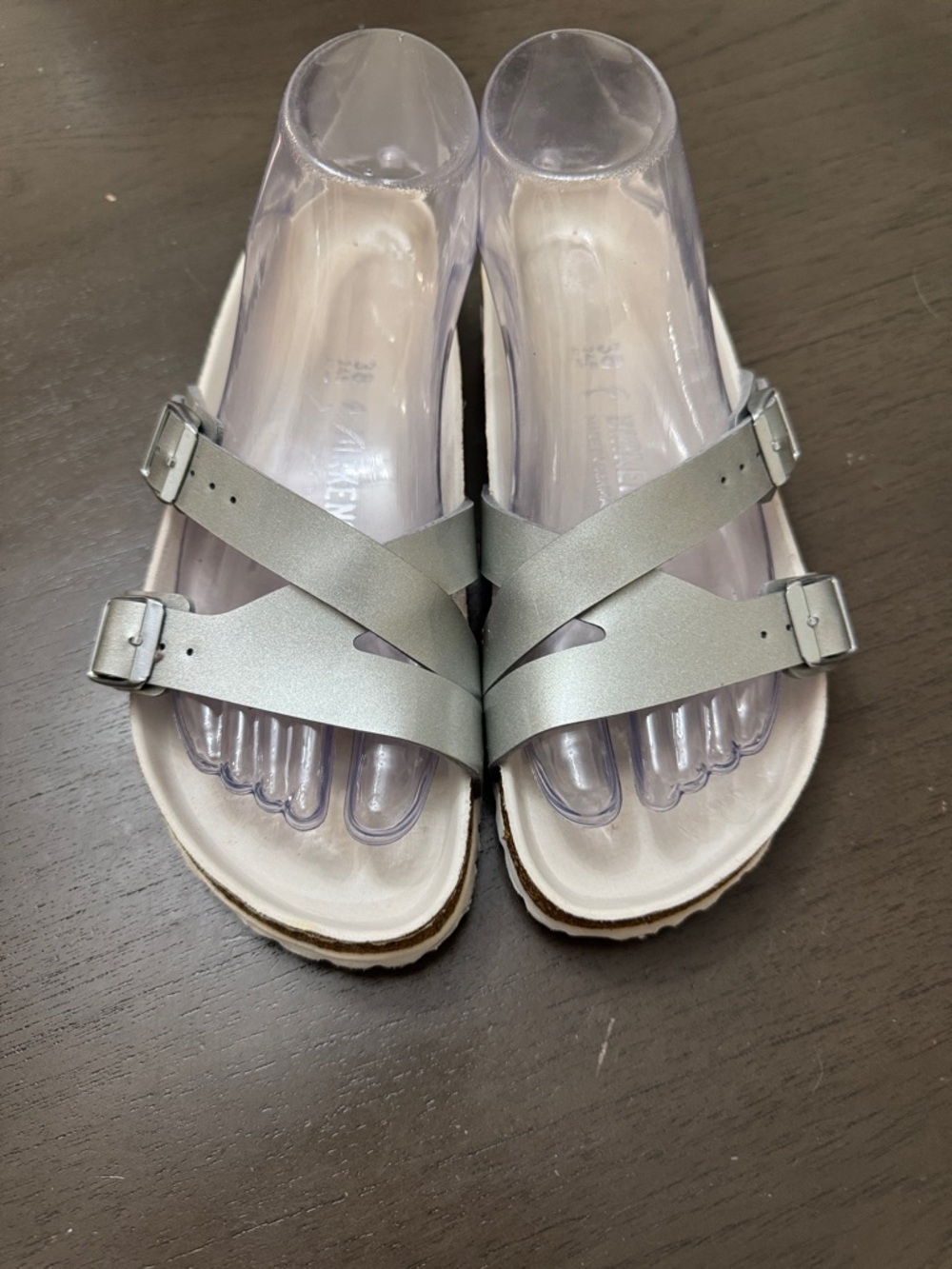 Birkenstock Women's Yao Hex Sandal Metallic Silver BirkoFlor Narrow size38 L7 M5